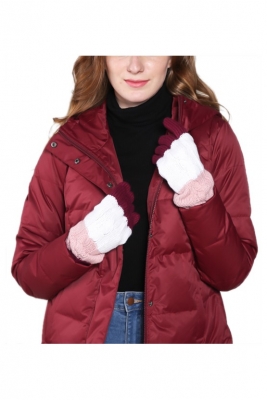 Ladies Colour Block Gloves with Cable Knit